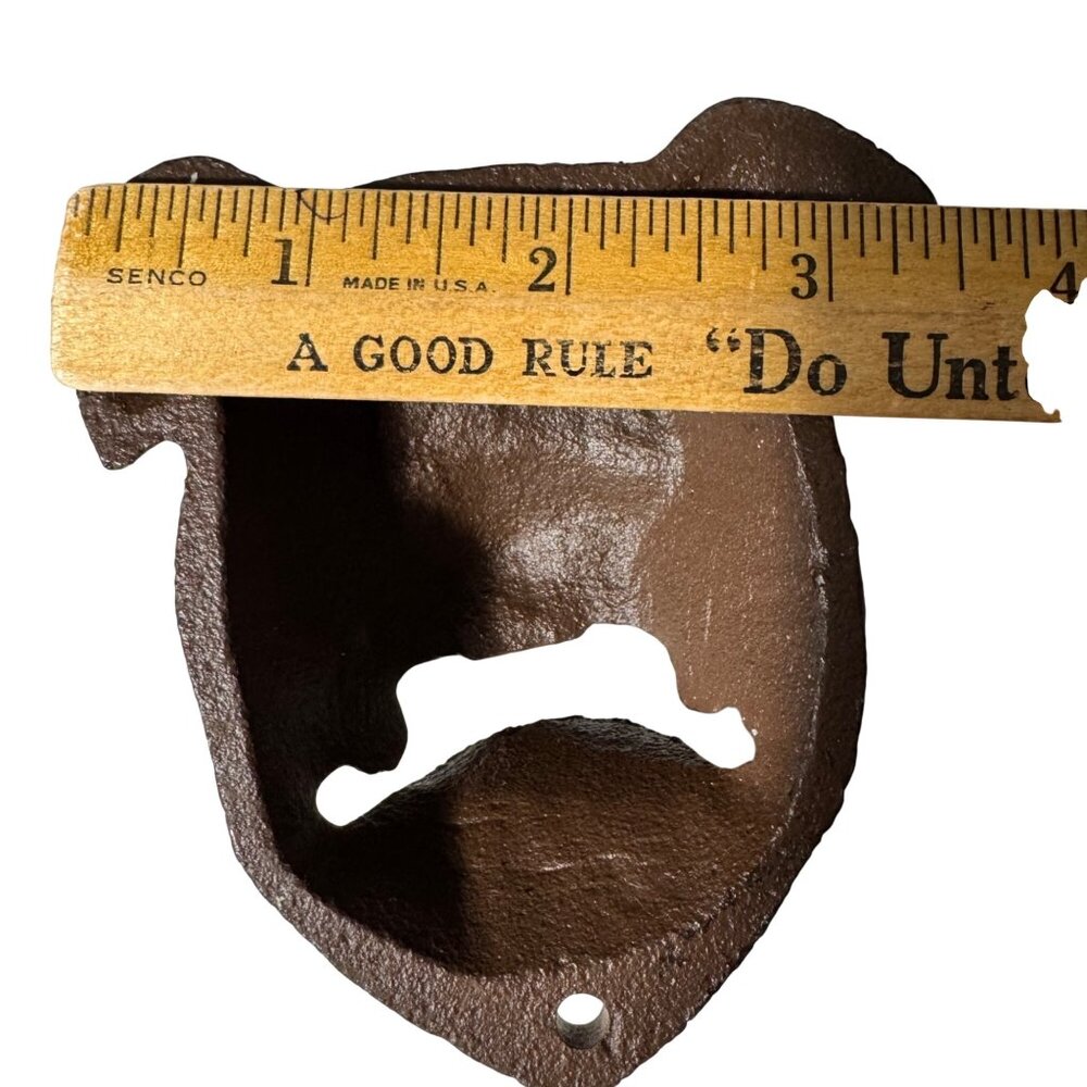 Rustic Bulldog Cast Iron Wall-Mount Bottle Opener Brown Man Cave Decor 4 Inches - Picture 8 of 10
